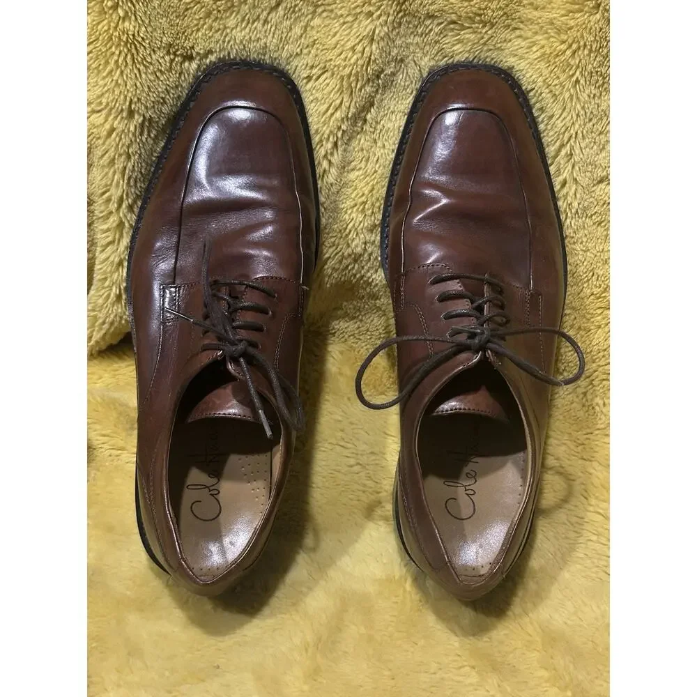 Cole Haan Martino C07515 Brown Leather Apron Toe Oxford Lace Up Shoe Men's 8.5M